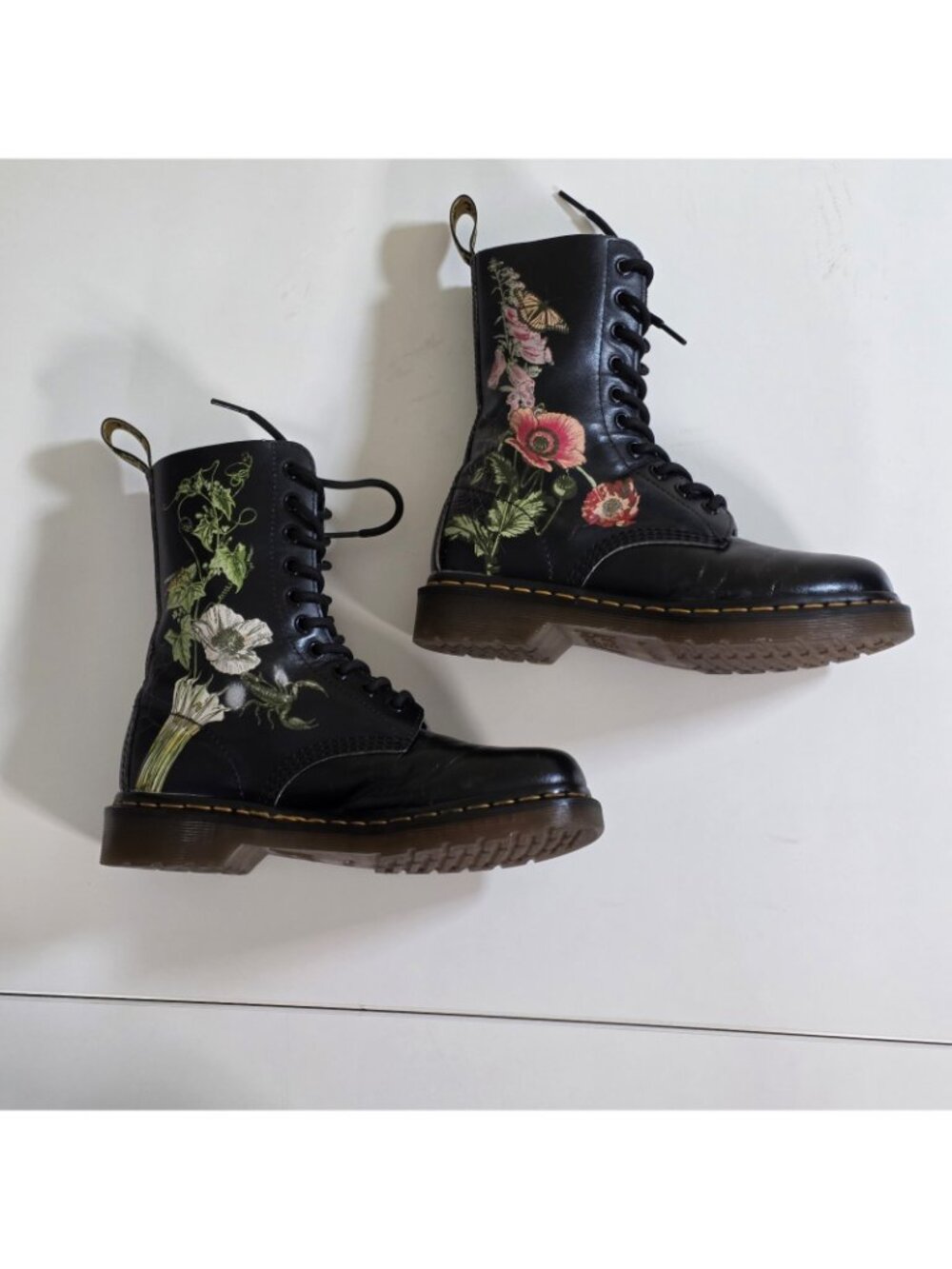 Dr. Martens 1490 Wild Botanics Combat Boots US 6 / UK 4 Black Floral Whimsygoth - Picture 7 of 16